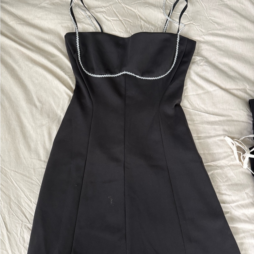 Chic Black Mini Dress with White Detailing